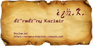 Örmény Kazimir névjegykártya